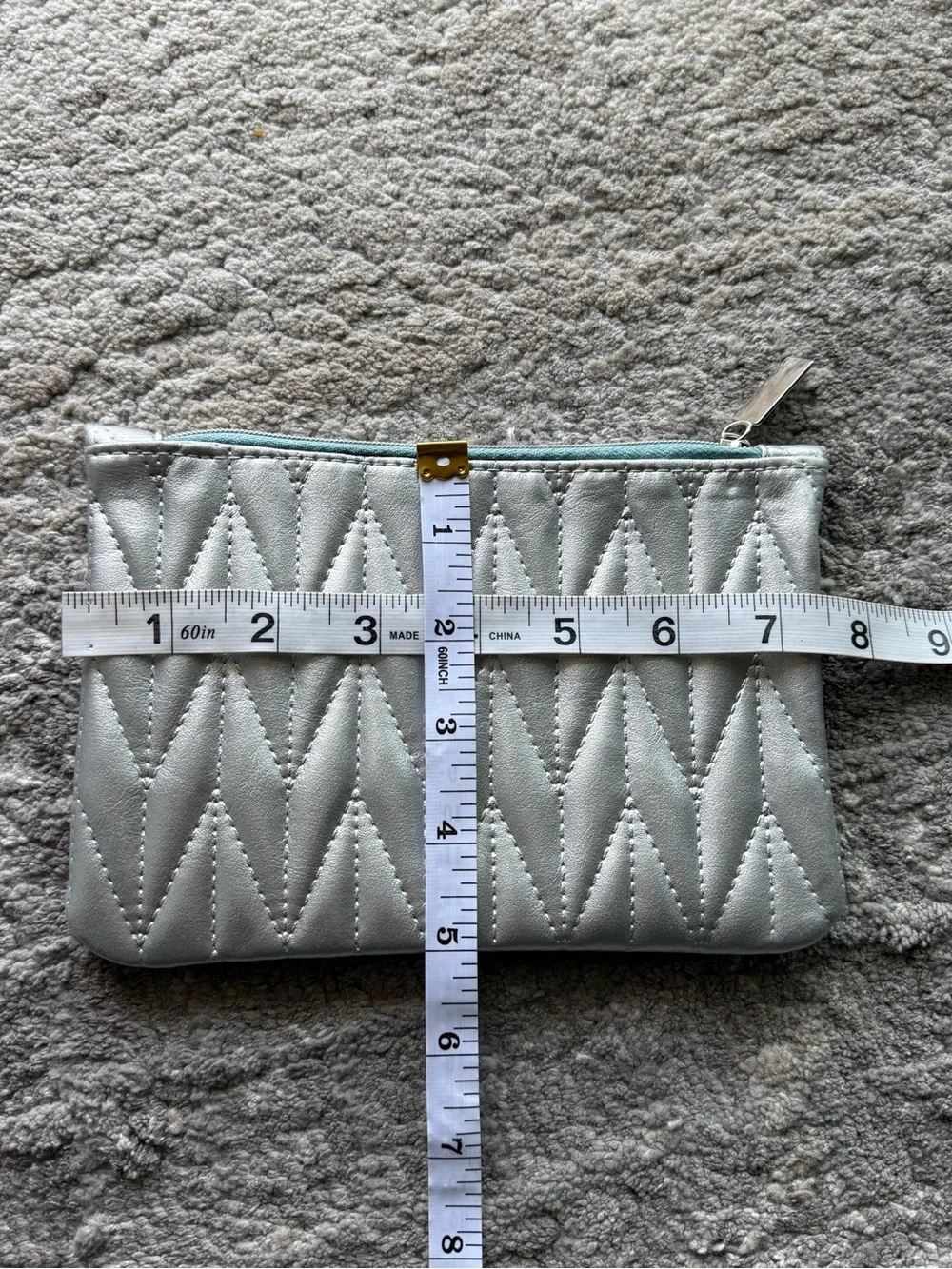 Ipsy Glam Makeup Bag | Metallic Silver Quilted